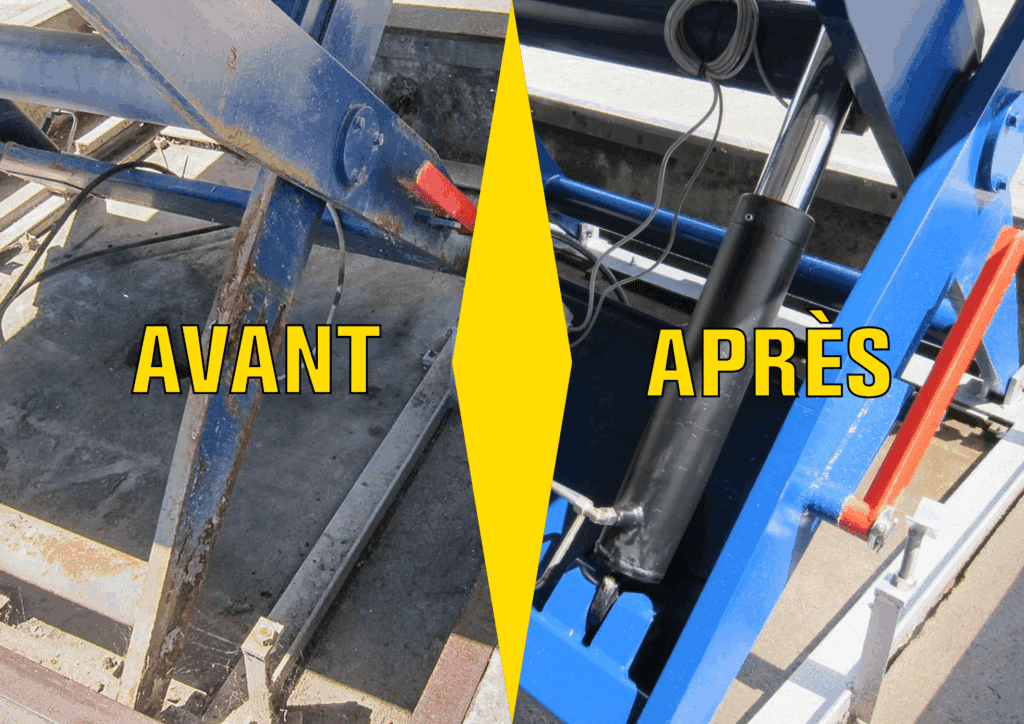 Vue d'une plateforme élévatrice avant et après rénovation